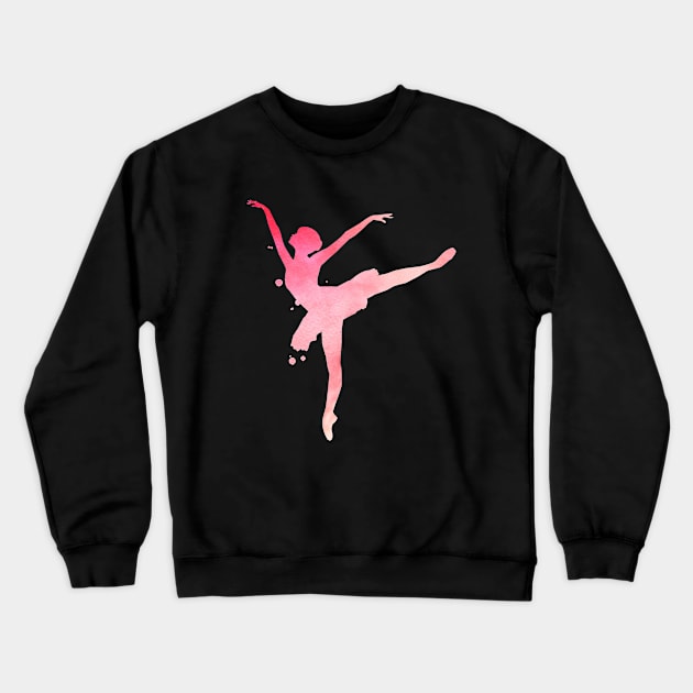 Pink Ballerina Sillhouette Crewneck Sweatshirt by TheJollyMarten